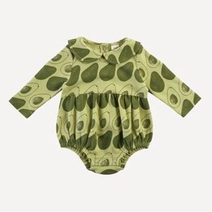 Kate Quinn Long Sleeve Peter Pan Bubble Bodysuit 70s Avocado Size 18-24 mos NEW